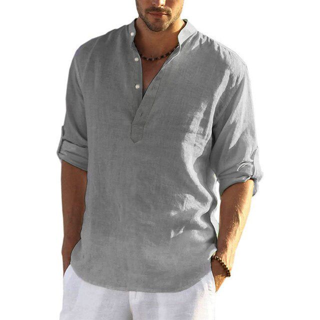 2021 KB New Men's Casual Blouse Cotton Linen Shirt Loose Tops Long Sleeve Tee Shirt Spring Autumn Casual Handsome Men Shirts