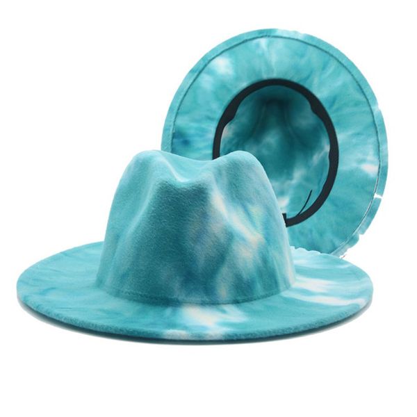 Fedora Hat Tie-dye Winter Women Hats Striped Pink Purple Casual Designed Hop Street Jazz Felted Women Hat SombrDe Mujer