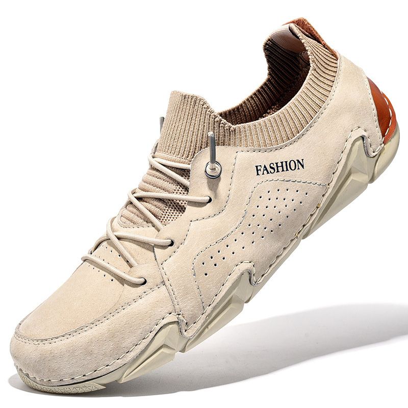 Men Pigskin Soft Sole Casual Breathable Sports Peas Shoes Lazy Leather Shoes, Size: 48