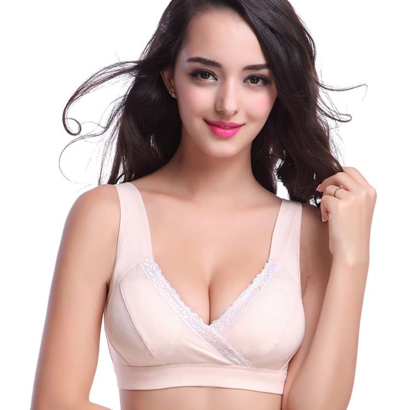 Maternity Nursing Bra Pregnant Women Open Buckle Breastfeeding Bras Circumference No Steel Ring Lace Cotton Underwear