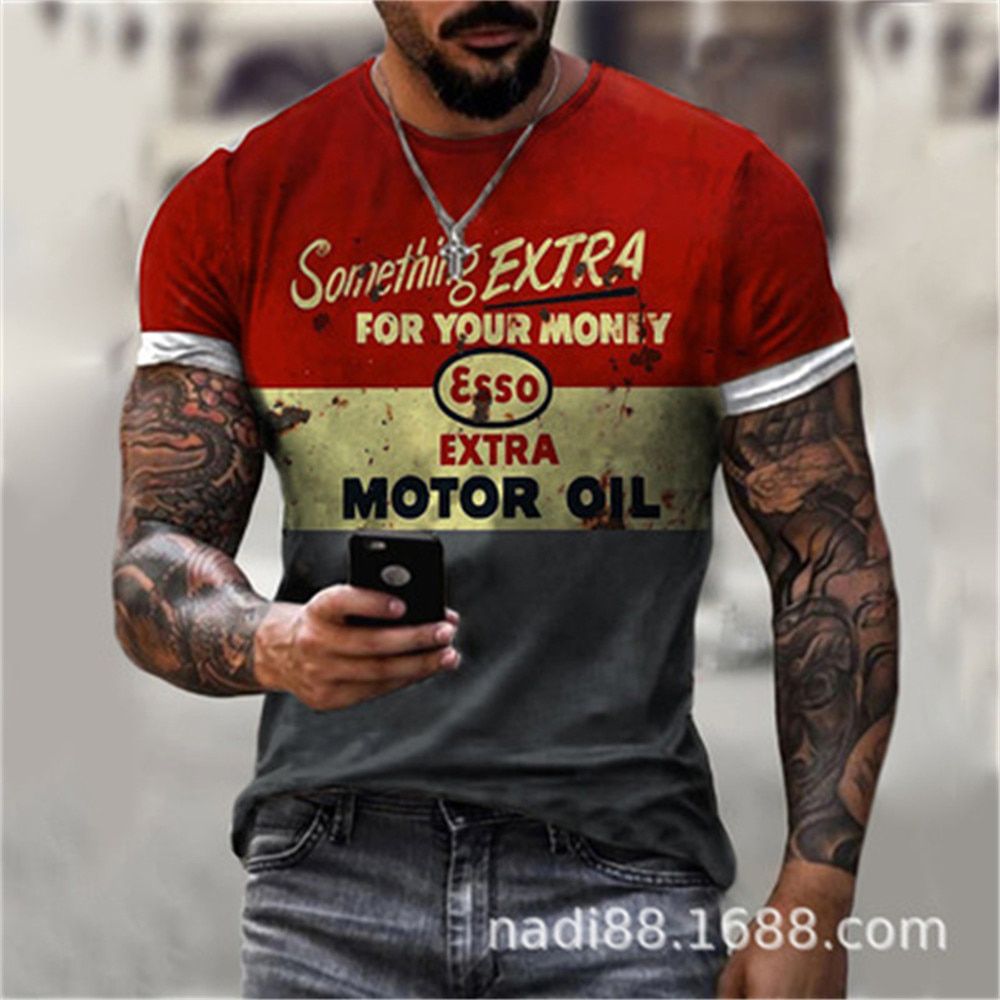Motor Oil Graphic T Shirt For Men Tee Camisetas Tops Ropa Hombre Streetwear Clothing Camisa Masculina Koszulki Chemise Homme