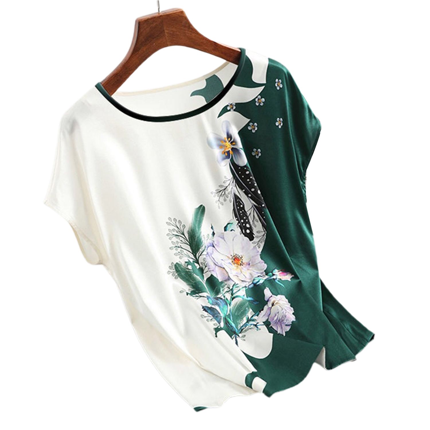 Women T-shirt Floral Print Loose-fitting Full Sleeve T-shirt