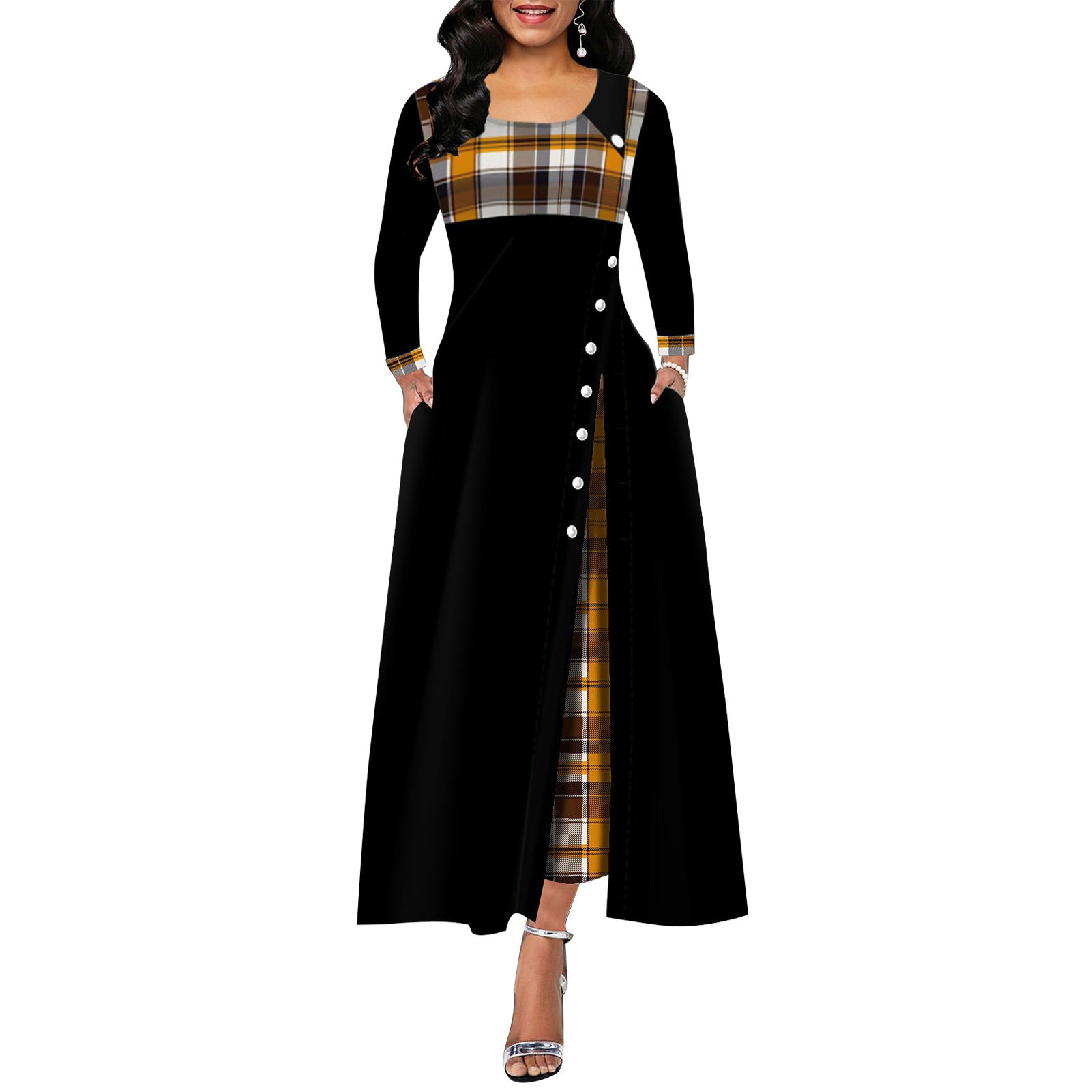 Party Dress Long Sleeve Patchwork Banquet Dress