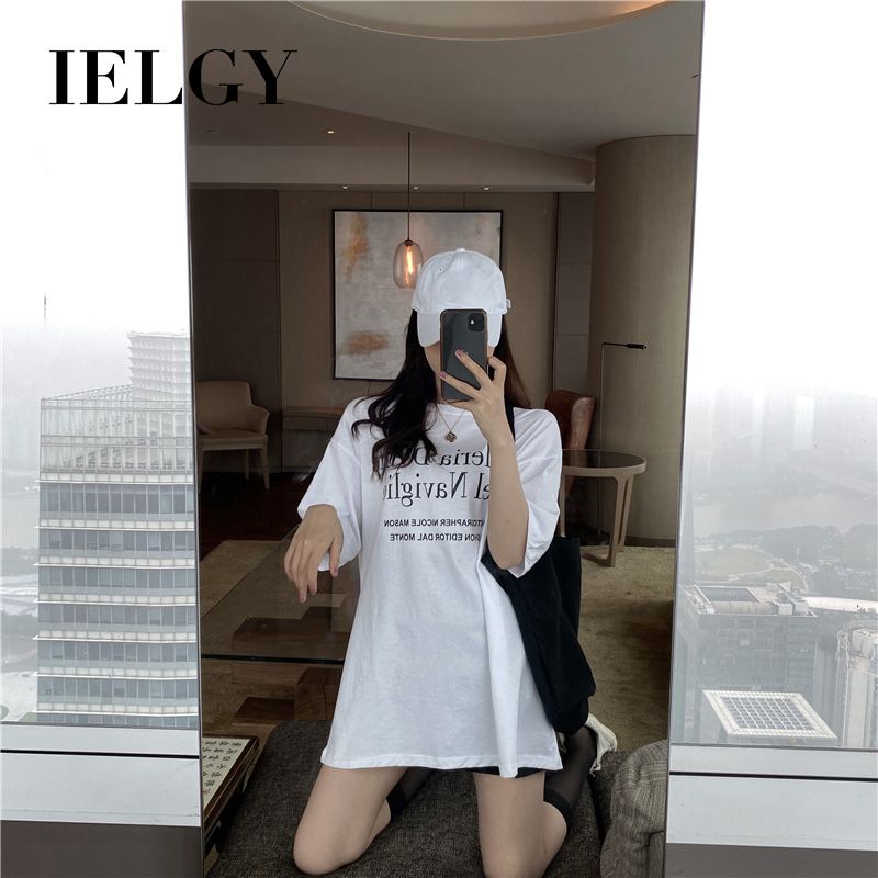 IELGY Small fragrance suit high waist bag hip skirt + thin letter t-shirt female two-piece suit
