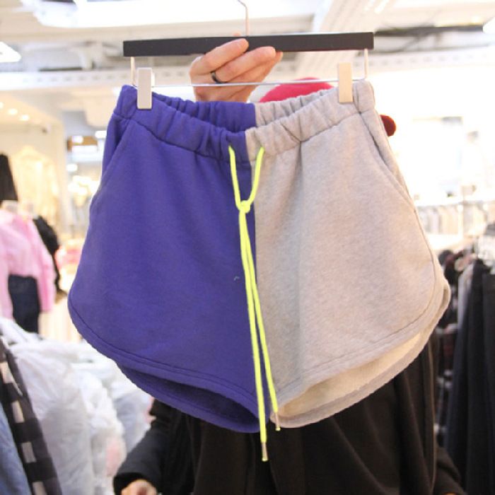 Yfashion Women  Shorts Cotton Cotton Contrast Casual Wide-leg ing Elastic Waist Sports Shorts color