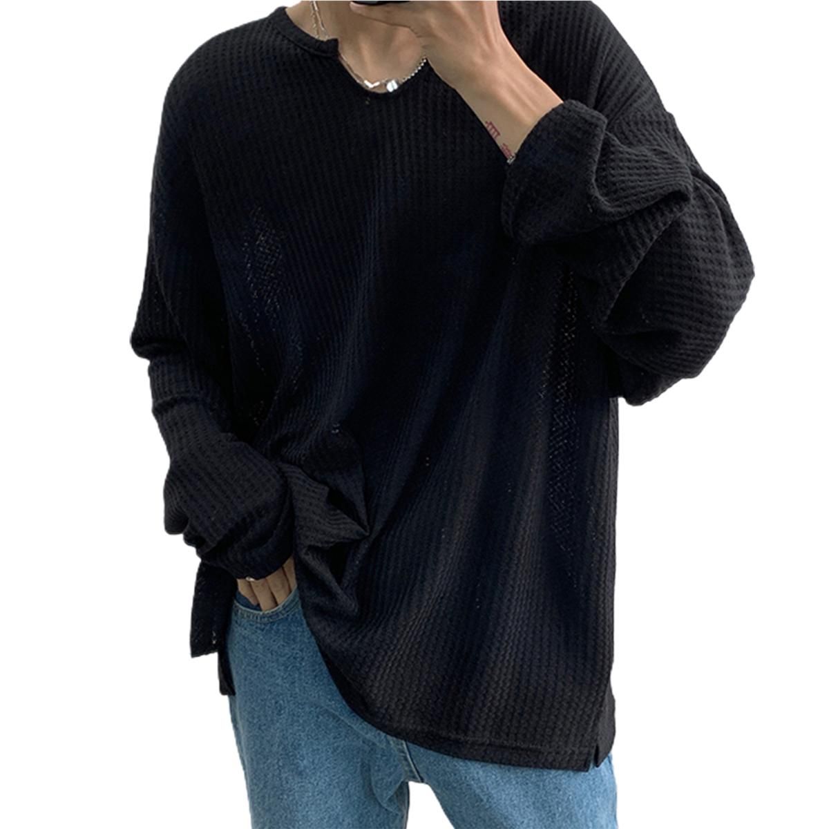 Spring Shirt Solid Color Wear-resistant Men T-shirt