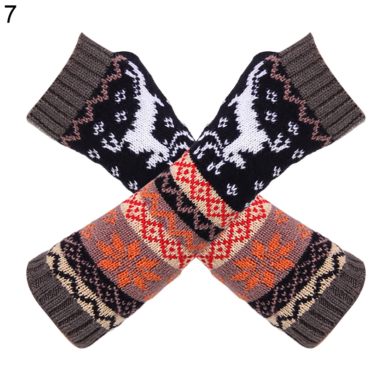 Women Gloves Soft Touch Thicken Crochet Thumb Hole Arm Warmer