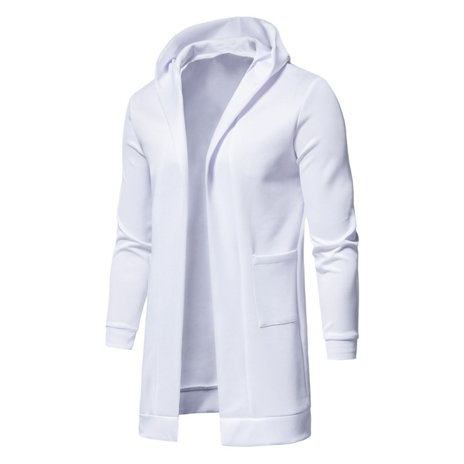 Men Coat Open Stitch Windproof Solid Color Pockets Windbreaker