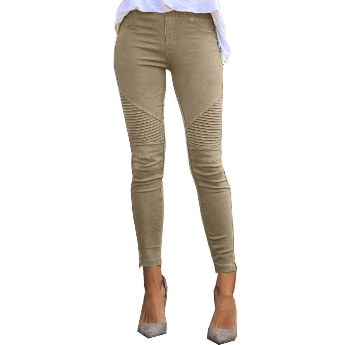 Puimentiua Elastic Slim Pants Women Casual Elastic Waist Jogging Trourse Sweatspants Fall Solid Running Fitness Pants