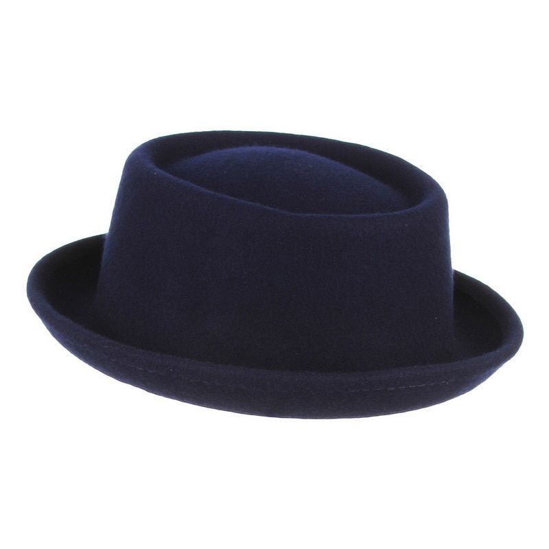 GEMVIE 100% Wool Men Pie Hat For Dad Uniex White Black Top Hat Lady Gentleman Flat Bowler Porkpie Fedora For Women