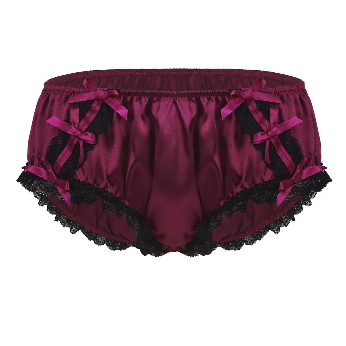 Mens Sissy Panties Shiny Ruffled Lace Satin Low Rise Stretchy Gay Male  Jockstraps Briefs Lingerie Underpants