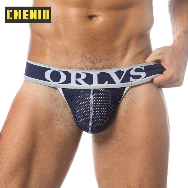 CMENIN Soft ORLVS (1 Pieces) Plain Ice Silk  Men Underwear thongss Mens Jockstrap Sissy thongss And G strings CMENIN Soft Low waist Solid Innerwear OR388
