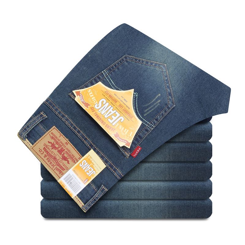 Slim Fit Stretch Brand Jeans Men Casual Straight Business Classic Jeans Black Long Male Denim Trousers Pants