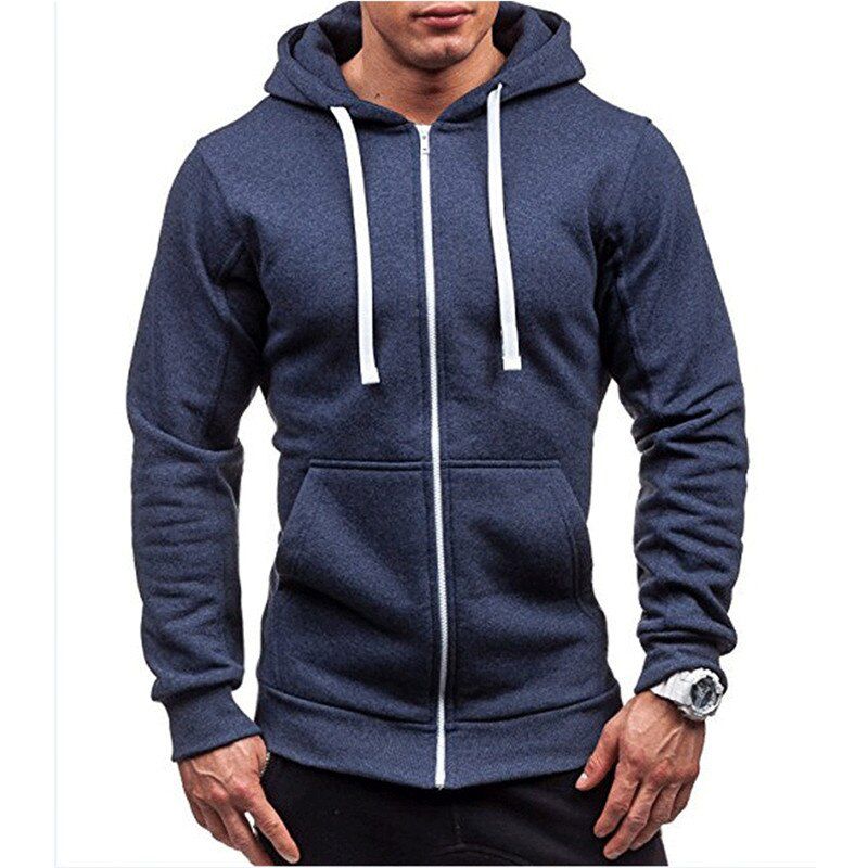 Covrlge Men Hoodies Jacket Spring Drawstring Zipper Hooded Sweatshirt Male Long Sleeve Pocket Pullover Autumn Hoodie Coat MWW145
