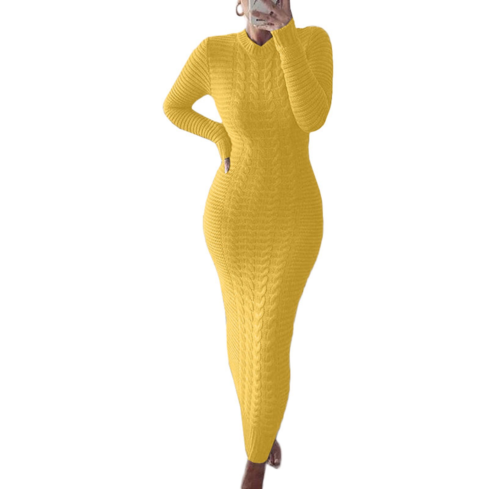 Lady Dress Pullover Long Sleeve Spring Sweater Dress