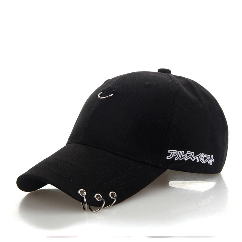 Yfashion Men Women Fashion Sunscreen Pin Iron Rings Baseball Cap for Spring Summer