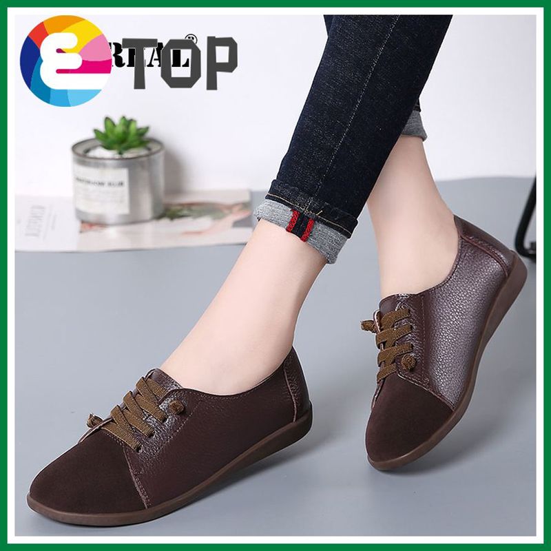 Flat Shoes For Women Big Size 35-43 Leather Casual Shoes Korean Slip On Loafers Laides Flats Women Shoes