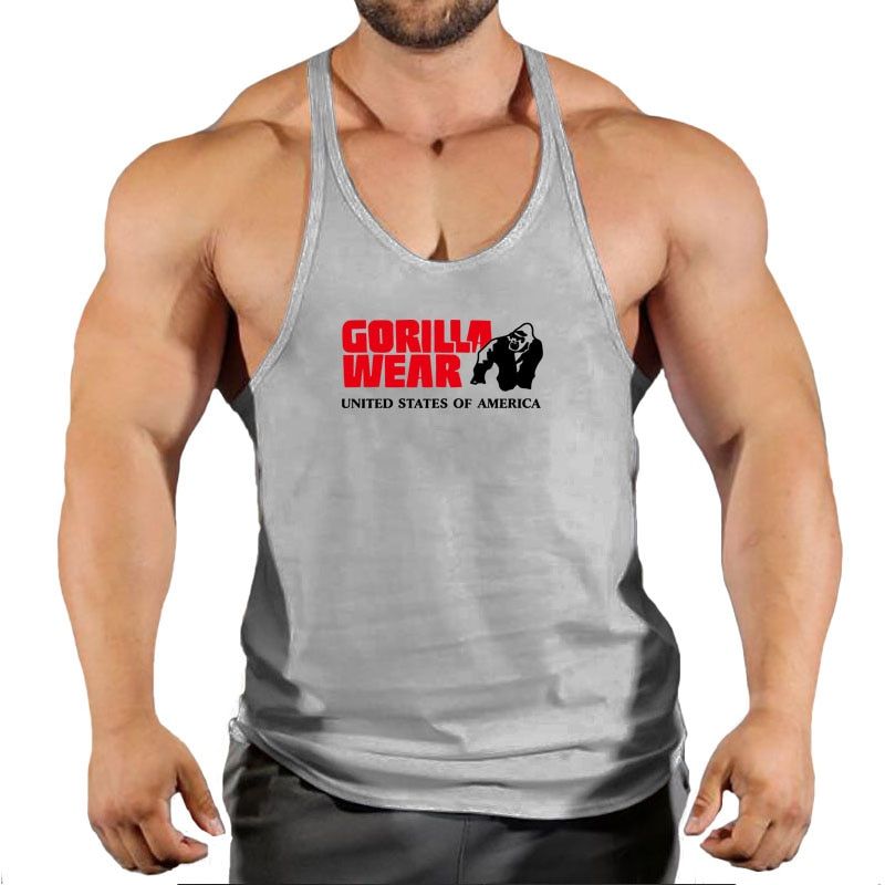 Skull Gorilla Print Clothing Bodybuilding Cotton Gym TaTops Men Sleeveless Undershirt Fitness Stringer Muscle Workout Vest