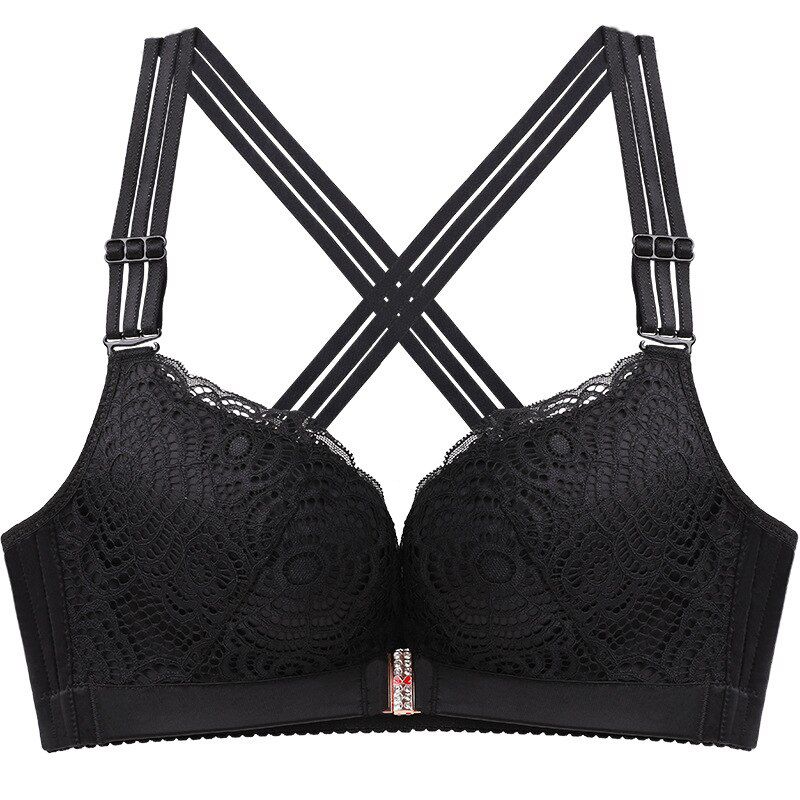 FallSweet Wireless Front Closure Bras for PLus Size Women Mulit Way Lace Underwear Deep V Plunge Bra
