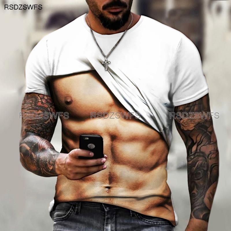 Men's 3D Printed Muscle T-shirt Casual Fashion Harajuku Sports Oversized Loose Comfortable Shirt