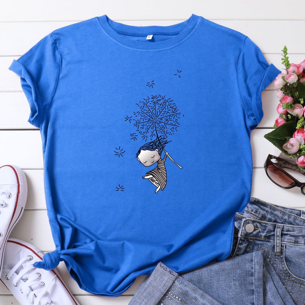 JFUNCY Plus Size 5XL Women T Shirts Fashion Print Short Sleeve Summer Cotton T-Shirt Female Tops Oversized Woman Casual Tshirt