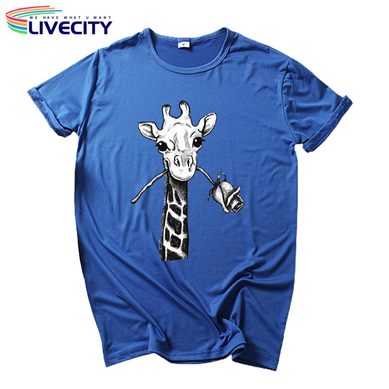 Uni T-shirts Loose Fit Giraffe Print Casual Top