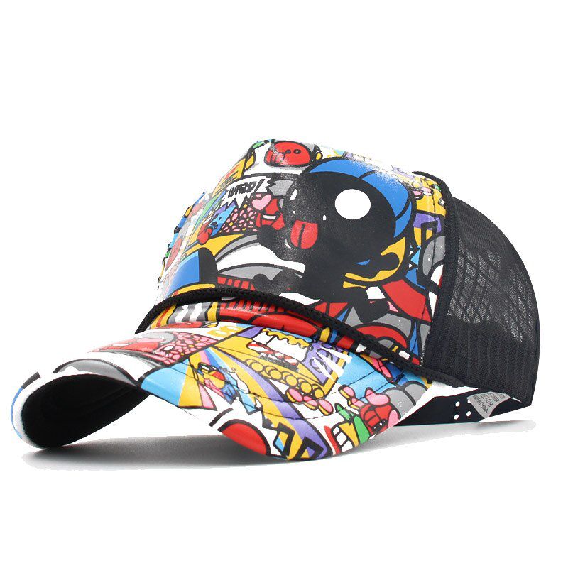Fashion Color printing Baseball Caps Women Snapback Hop Cap Hat Summer Breathable Mesh Sun Gorras Unisex Streetwear Bone