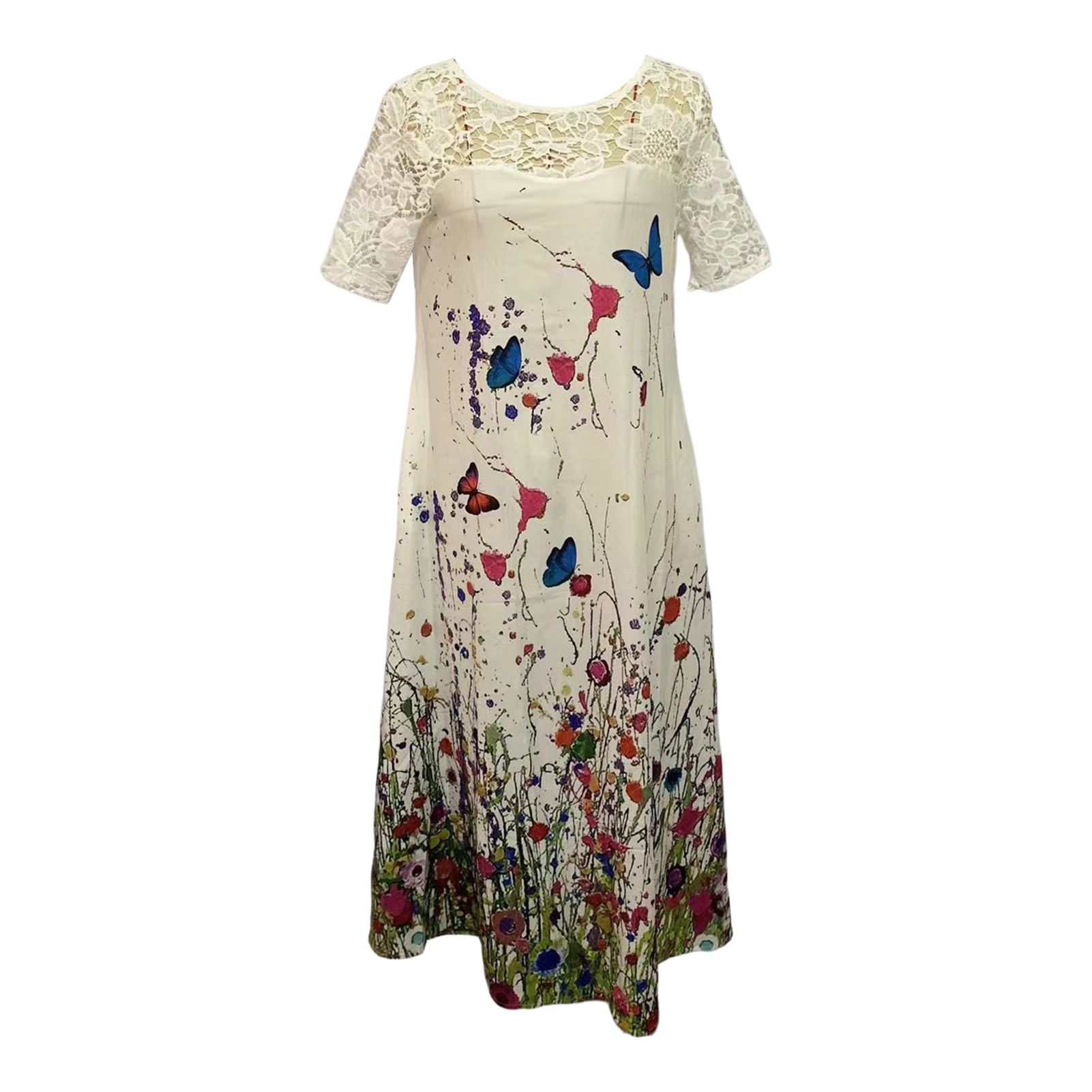 Women Dress Round Necks Breathable Summer Dress