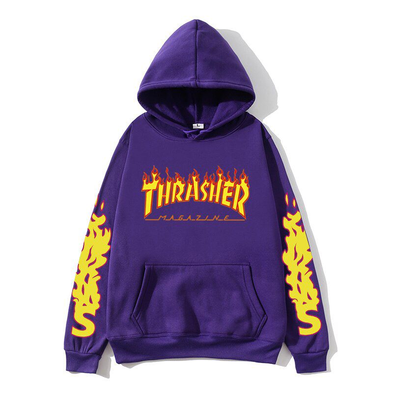 Thrasher Printing Autumn Warm Men Hooded Hoodies Oversized Harajuku Men Sweatshirt Street Fashion Punk Male Pullover
