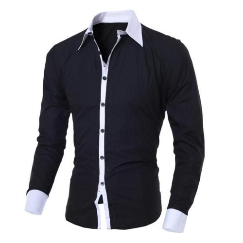 60%HOT2021 Summer Solid Color Top Shirt Business Masculino Lapela Manga Longa Camisa Prom Slim Collants Casual Meias