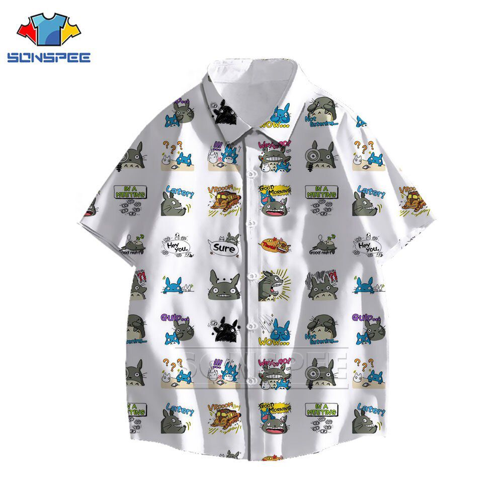 New Miyazaki Hayao My Neighbor Totoro Men's Shirt Spirited Away Hawaiian Shirt 3D Print Summer Casual Beach Shirts Short Sleeve