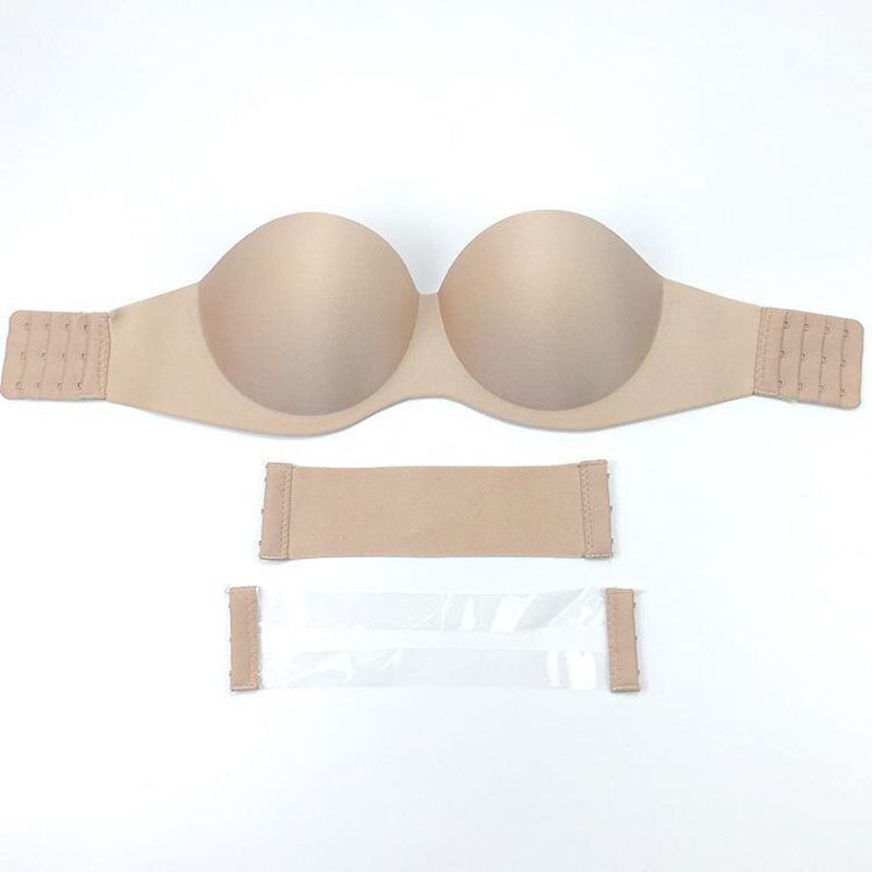 Mozhini Women Invisible Seamless Bra Super Push Up Bra 1/2 AB cup solid color wedding dress Bra 34 36 38 big size Strapless bra