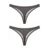 2Pcs Women y Solid Color Low-waisted See Through Seamless Thongs G-strings