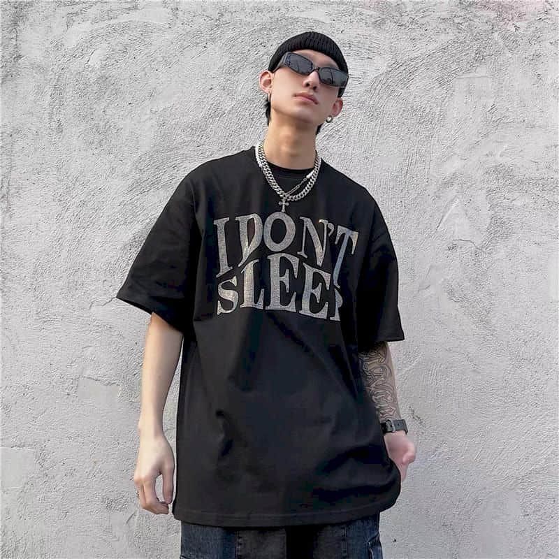 New Summer Harajuku T Shirts Men's Punk Tops Printed  DON'T  SLEEP Uni Tshirt Women Tee Couples Clothing