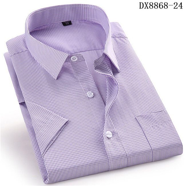 Men's Casual Dress Short Sleeved Shirt White Blue Pink Black Male Regular Fit Shirt For Men Social Shirts 4XL 5XL 6XL 7XL 8XL
