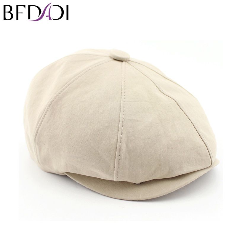 BFDADI Solid Color Vintage Beckham Men Women Octagonal Cap Men Cotton Newsboy Cap Painter Beret Hat Size 57-60