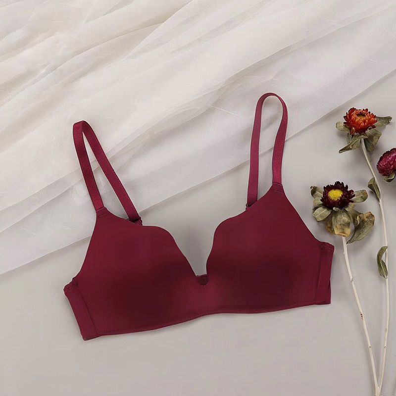 GUMPRUN Solid Color Wireless Bras For Women Comfortable Underwear Adjusted Bralette Seamless Push Up Bra  Lingerie