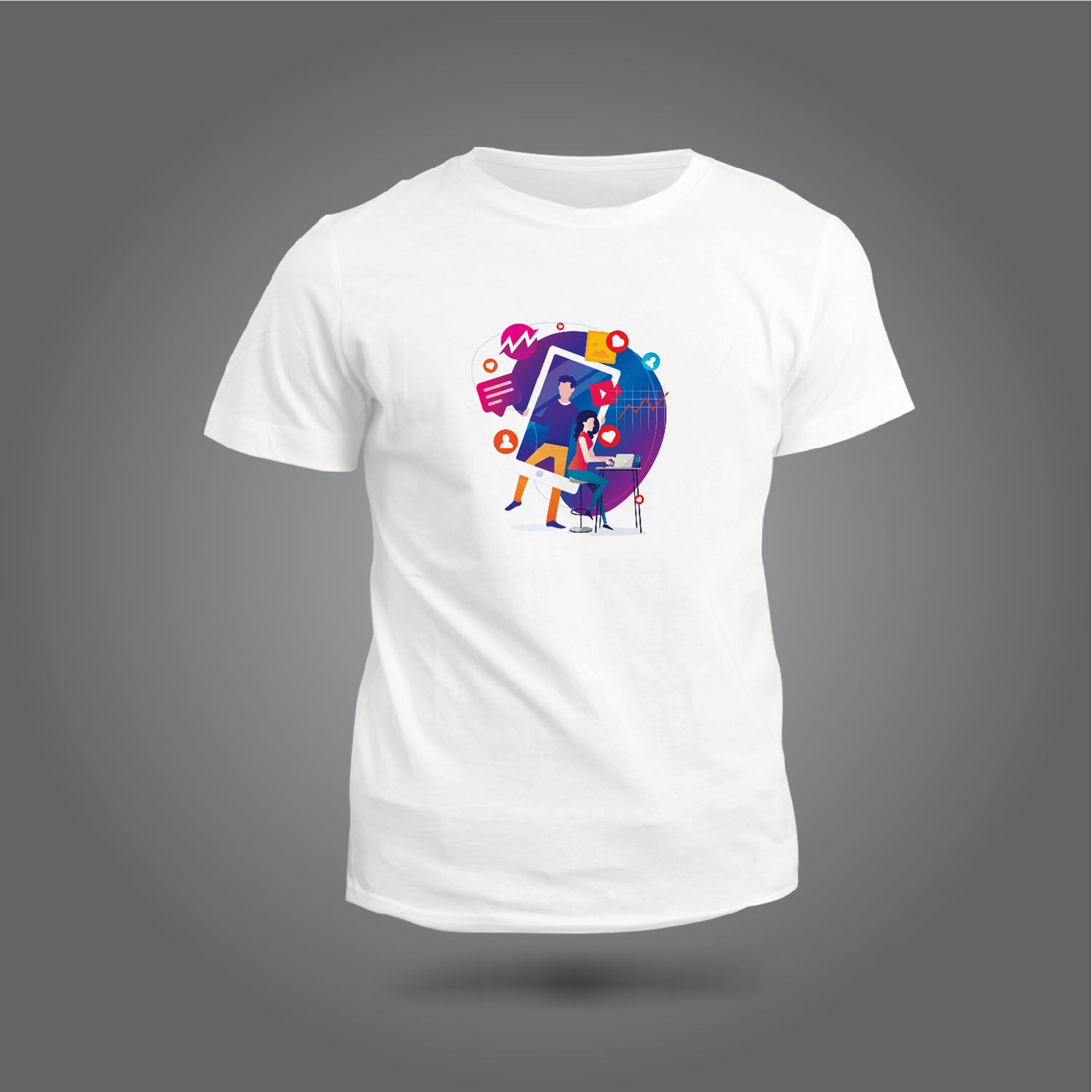 Social Media Design Sleeve Printed T-shirt
