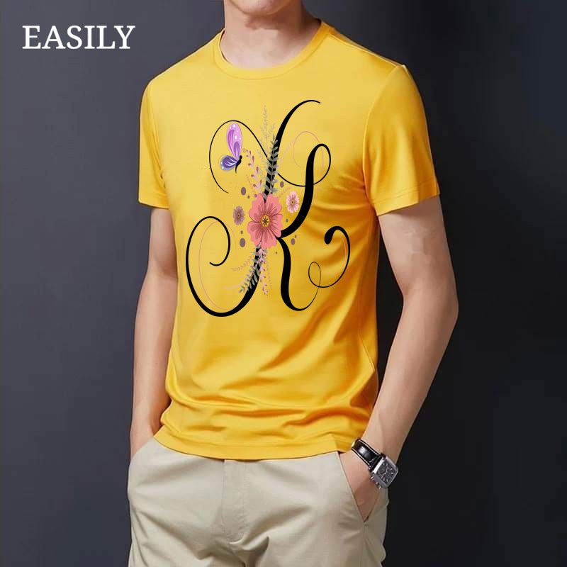 Floral Alphabet Letters "K" T-Shirt - T Shirt For Man - T Shirt For Man - গেঞ্জি ছেলেদের