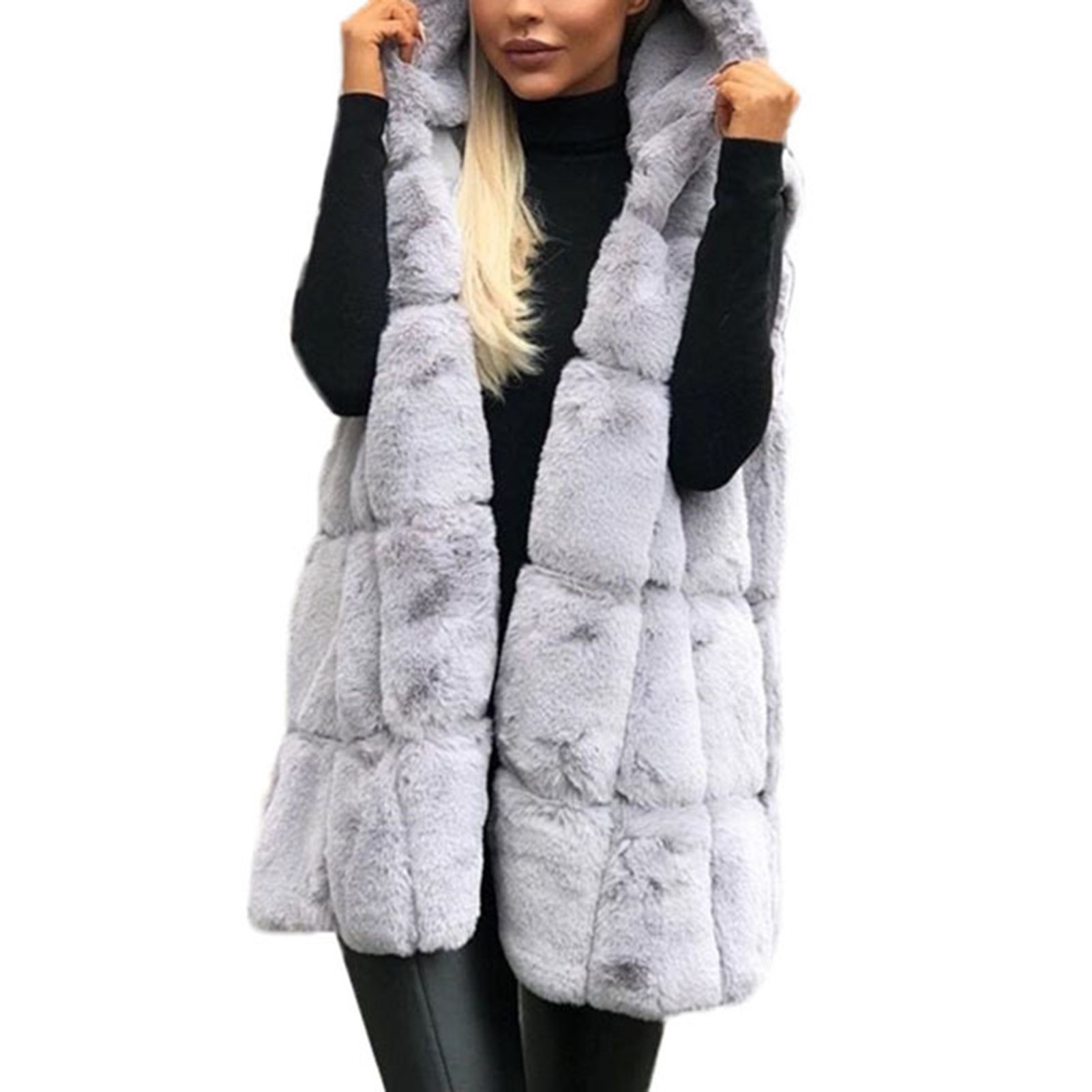 Winter Waistcoat Across Stripe Solid Color Women Vest Jacket