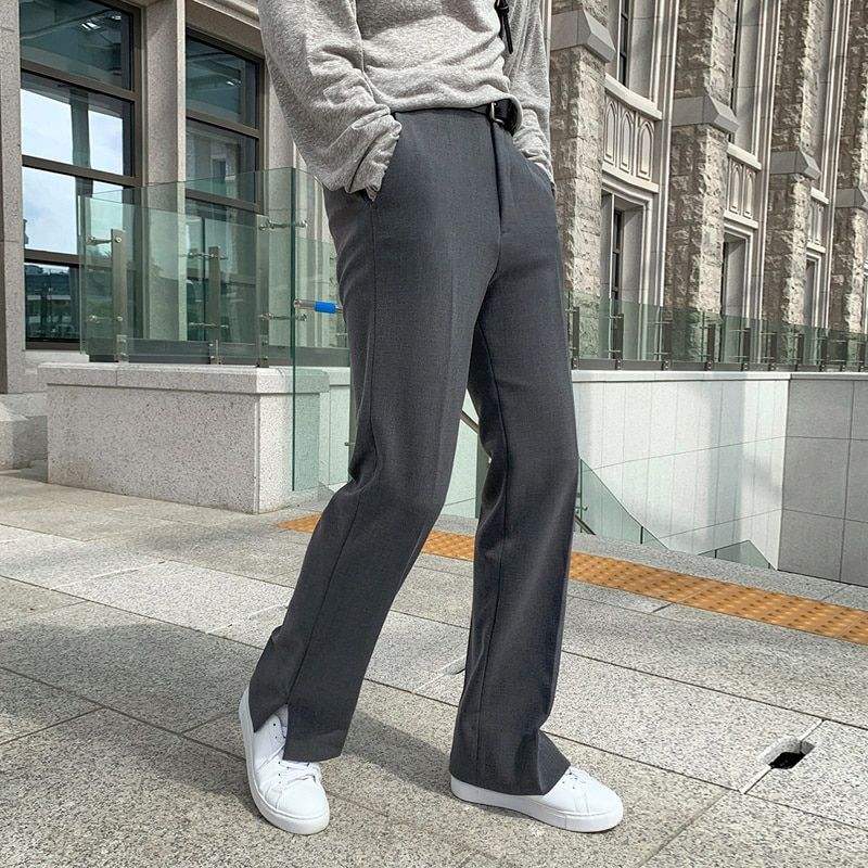 SYUHGFA Men's Clothing Trousers Spring 2022 New Casual Solid Color Loose Straight Korean Style Zipper Tide Wide Leg Suit Pants