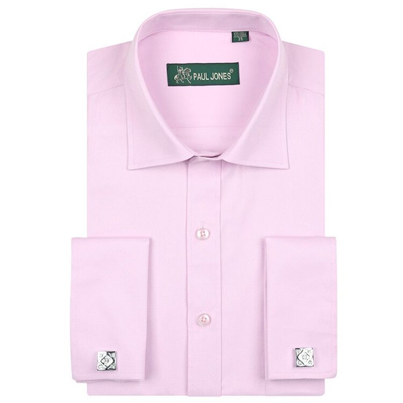 Fashion New French Cuff Dress Shirts Long Sleeve Mens Business Formal Shirt with Cufflinks Tuxedo Wedding Clothing