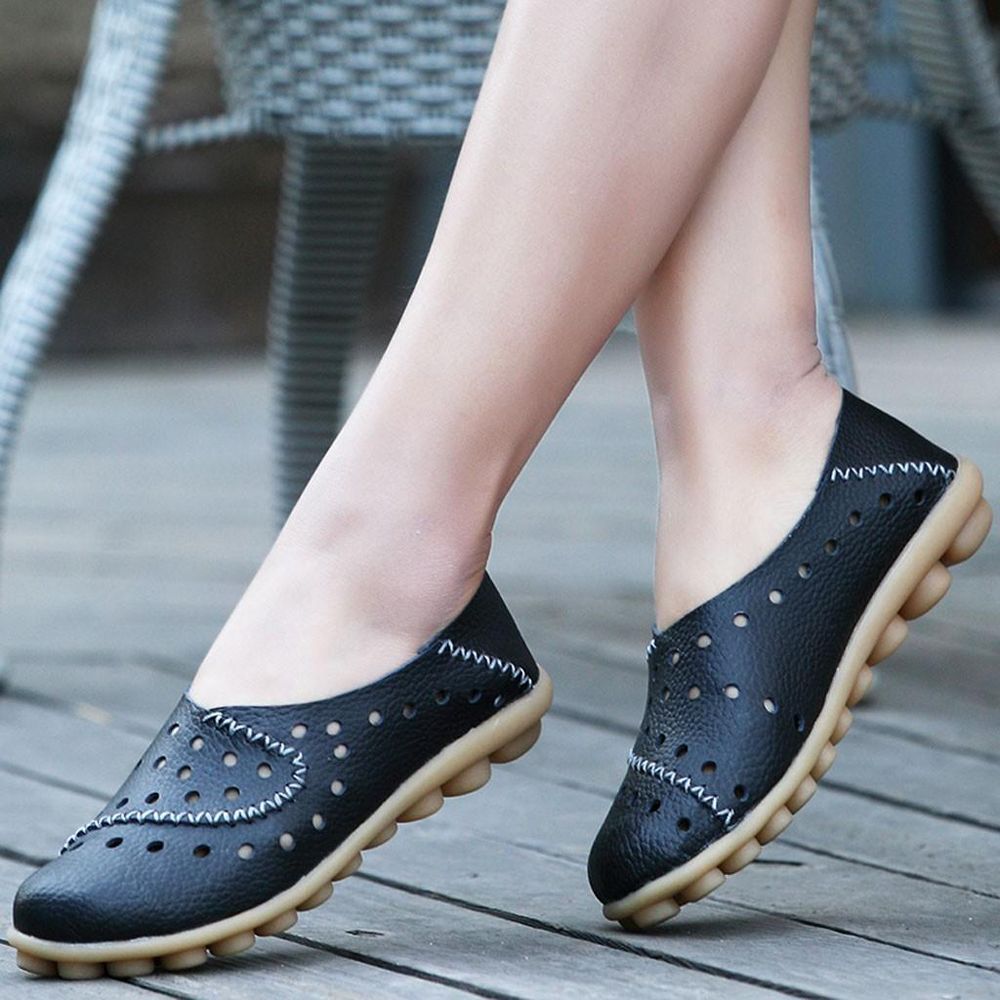 Womens Ladies Girls Korean Sandals for Women Women Casual Shoes Leather Flat Hollow Out Loafers Comfortable Breathable Shoes Women Casual Flat Shoes Fashion Shoes Work