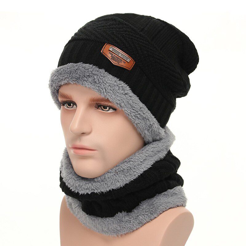 Fashion Knitted Winter Hats For Men Thick and Warm Men Winter Hat Black Autumn Beanie Hat Men Wool Ski Beanies Bonnet