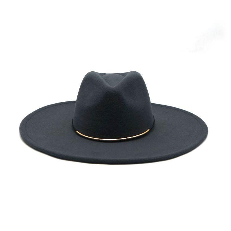 Autumn Winter Simple British Style wool 9CM Wide Brim Big Fedoras Ladies hat solid Classic fedoras cap men women panama jazz hat