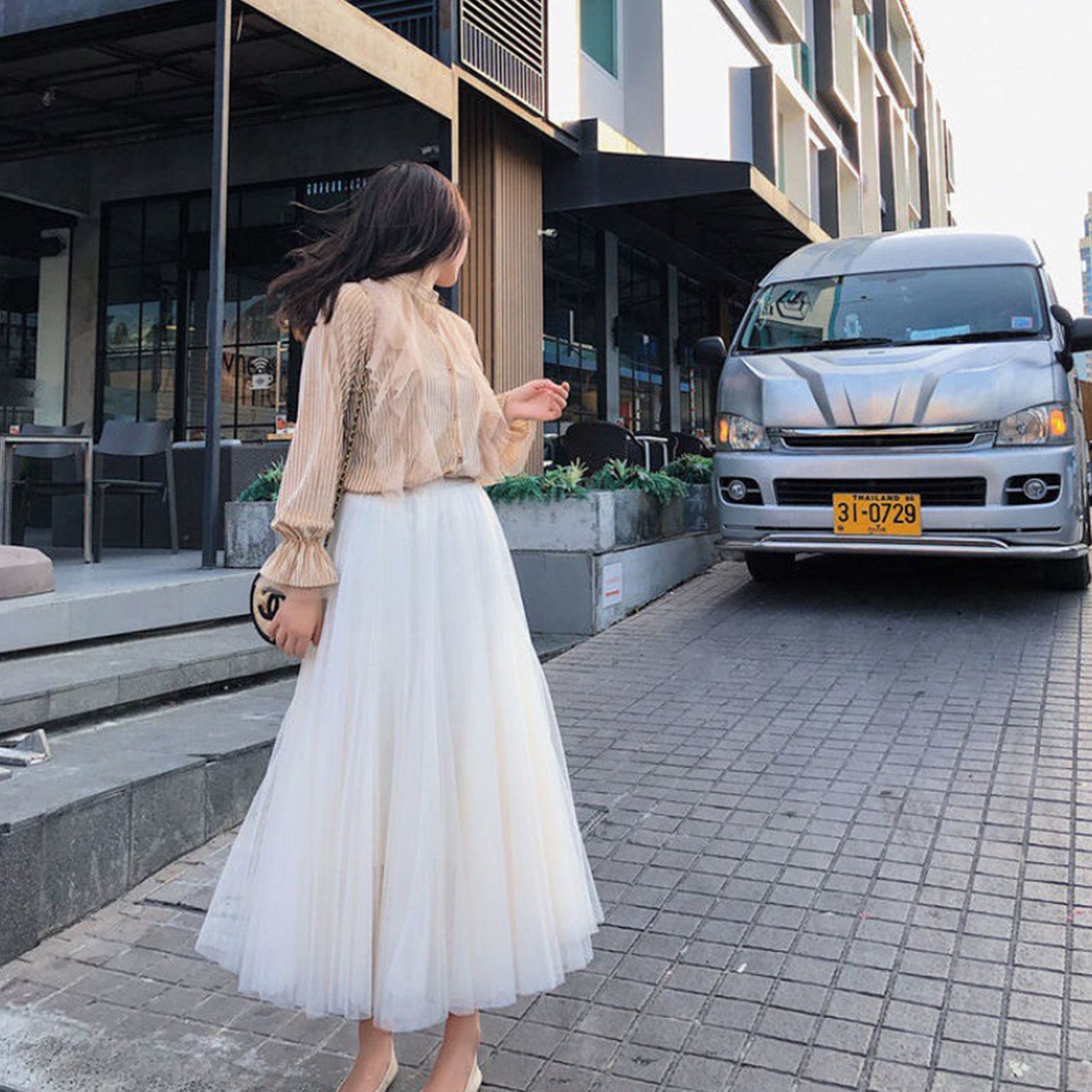[3 layers of yarn + 1 layer of lining] Four seasons mesh skirt long skirt Gabon pleated skirt tutu skirt with nice material