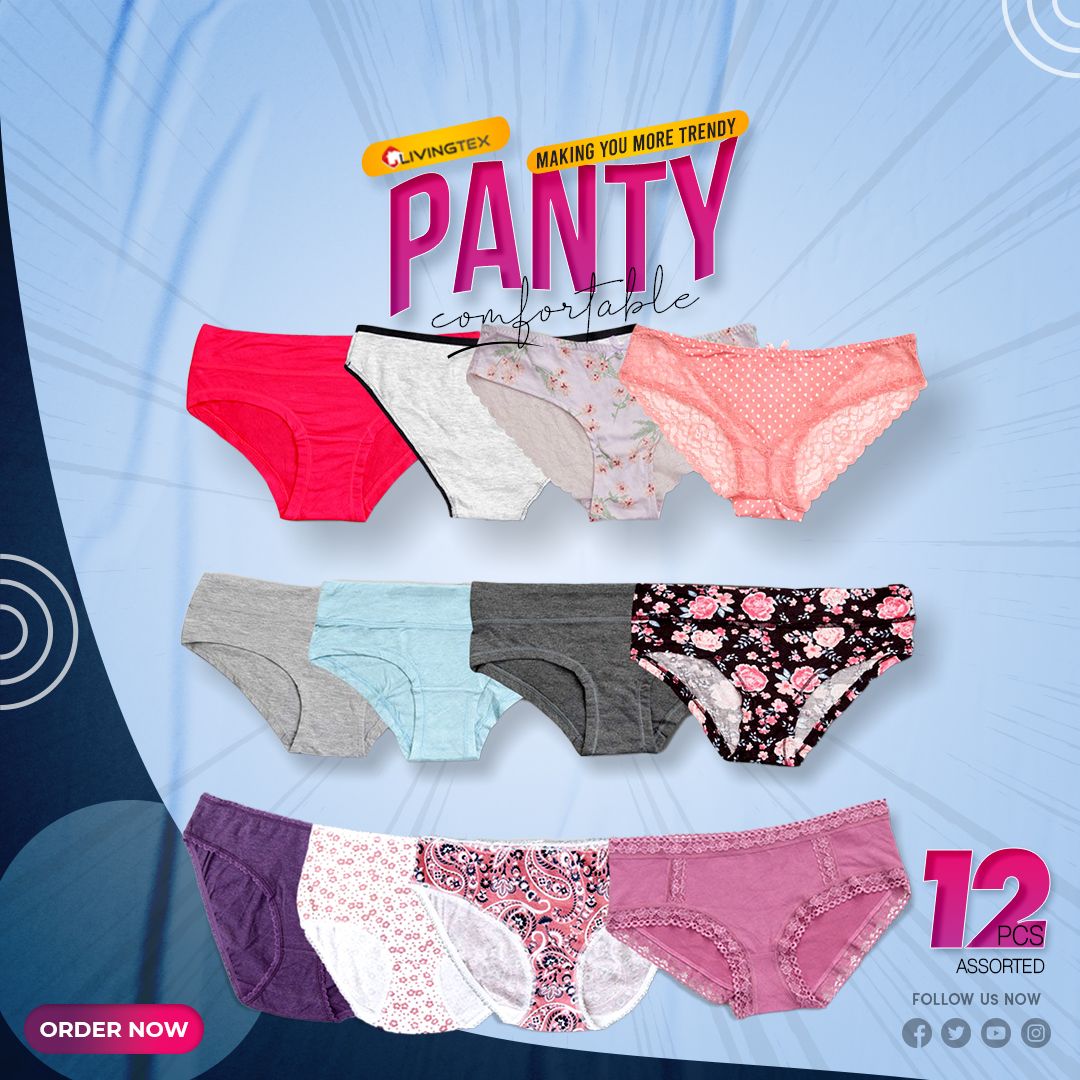 12 Pcs Assorted Multi Color Cotton Panty Soft Panty For Women Ladies Girls