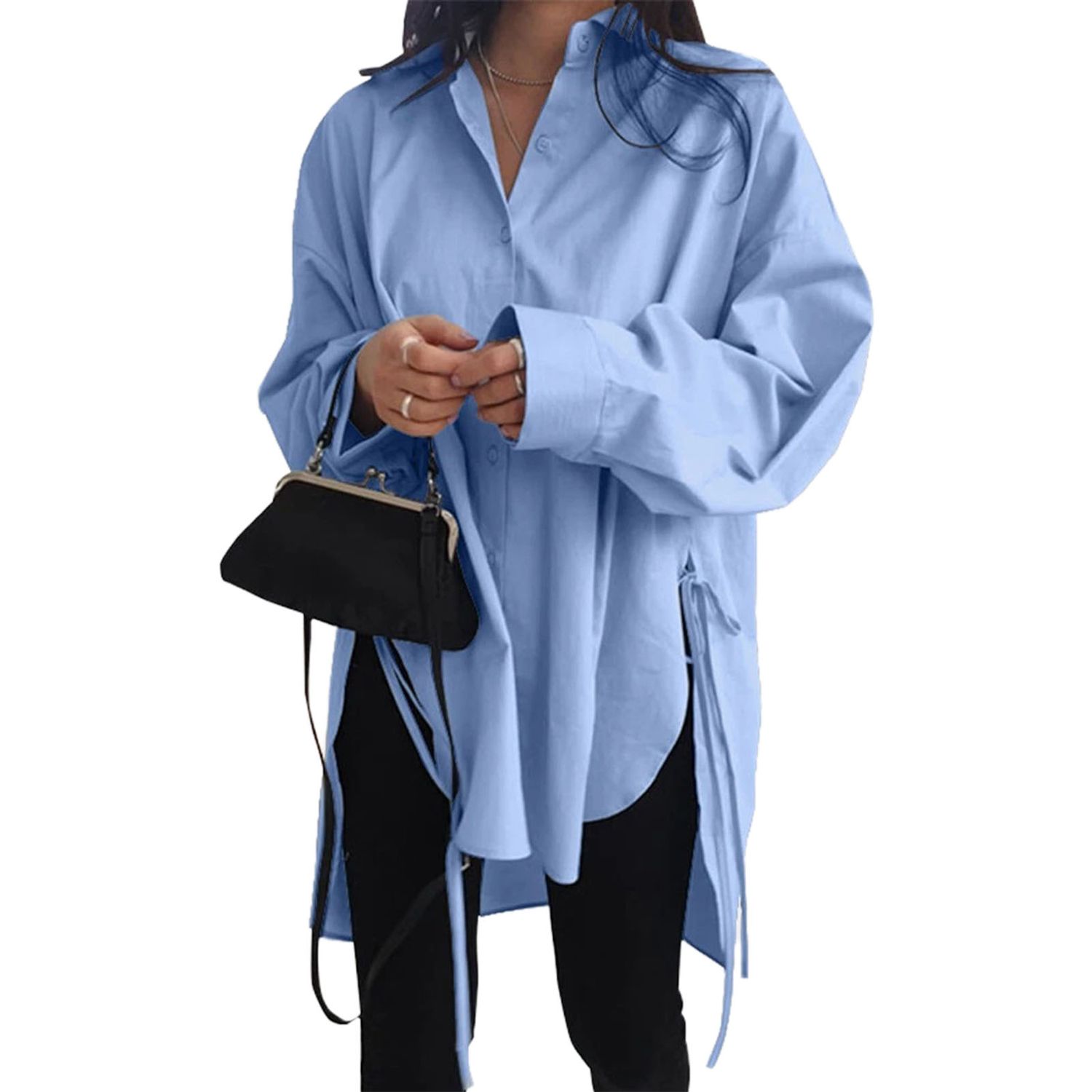 Shirt Long Sleeve Pure Color Buttons Shirt