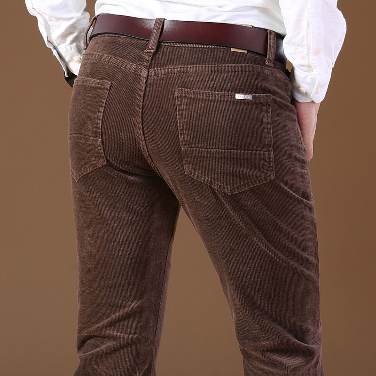 Men's Corduroy Casual Pants Business Fashion Solid Color Elastic Regular Fit Trousers Male Black Khaki Coffee Navy,8001
