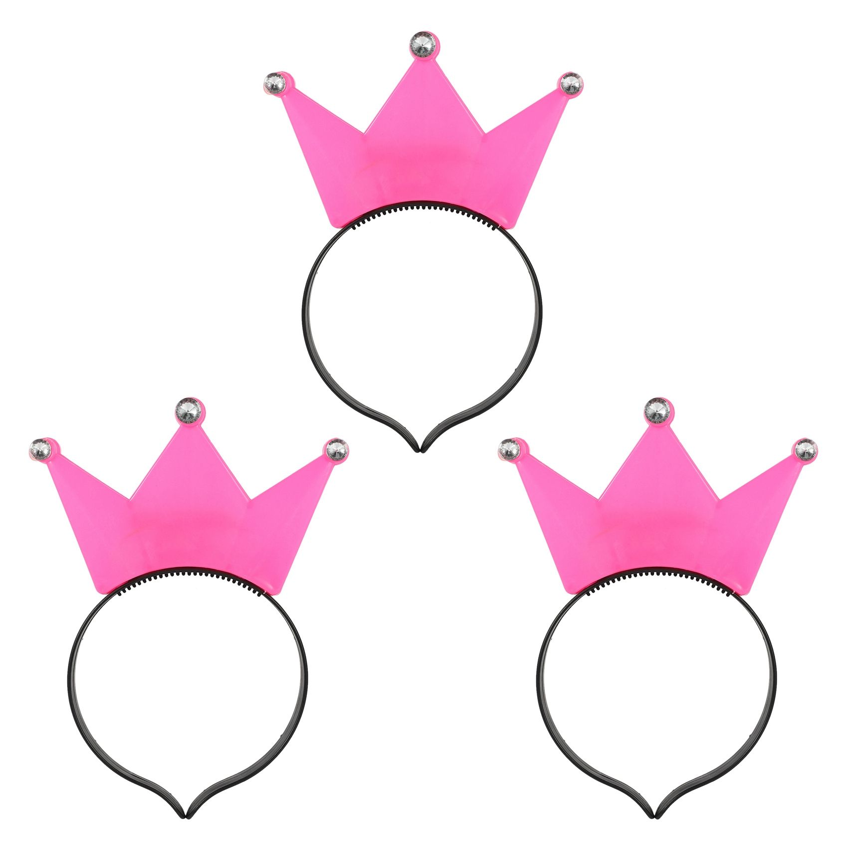 3Pcs LED Flashing Diadem Crown Hair Band Christmas Birthday Party Prince Princess King Decoration Pink